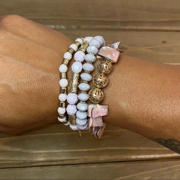 4 Piece Stackable Stretchy Bracelets - Picture 2 of 4